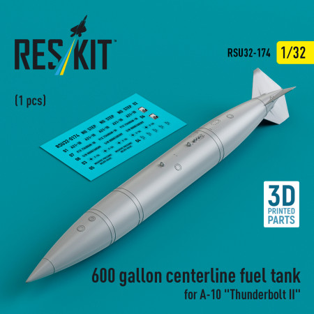 Shop 600 gallon centerline fuel tank for A-10 "Thunderbolt II" (1 pcs) (3D Printed) (1/32) Scale Plastic Models Kits. Accessories and Resin Parts. Reskit online Store