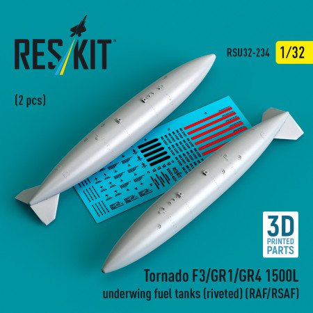 Tornado F3/GR1/GR4 1500L underwing fuel tanks (riveted) (RAF/RSAF) (2 pcs) (3D Printed) (1/32) Shop Tornado F3/GR1/GR4 1500L underwing fuel tanks (riveted) (RAF/RSAF) (2 pcs) (3D Printed) (1/32) Scale Plastic Models Kits. Accessories and Resin Parts. Reskit online Store