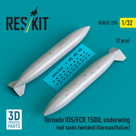 Tornado IDS/ECR 1500L underwing fuel tanks (welded) (German AF / Italian AF) (2 pcs) (3D Printed) (1/32) Shop Tornado IDS/ECR 1500L underwing fuel tanks (welded) (German AF / Italian AF) (2 pcs) (3D Printed) (1/32) Scale Plastic Models Kits. Accessories and Resin Parts. Reskit online Store
