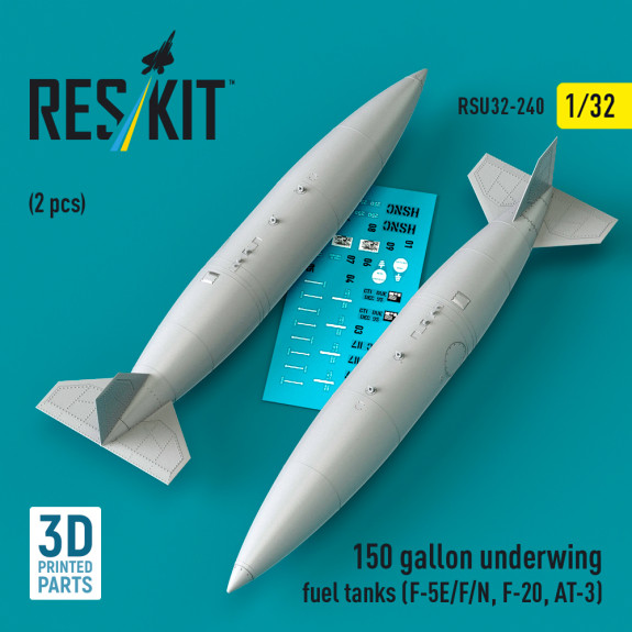 Shop 150 gallon underwing fuel tanks (F-5E, F, N, F-20, AT-3) (2 pcs) (3D Printed) (1/32) Scale Plastic Models Kits. Accessories and Resin Parts. Reskit online Store