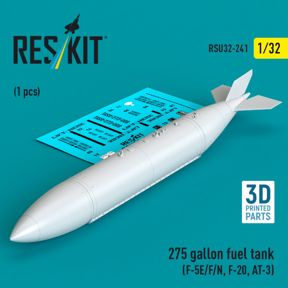 Shop 275 gallon fuel tank (F-5E/F/N, F-20, AT-3) (1 pcs) (3D Printed) (1/32) Scale Plastic Models Kits. Accessories and Resin Parts. Reskit online Store