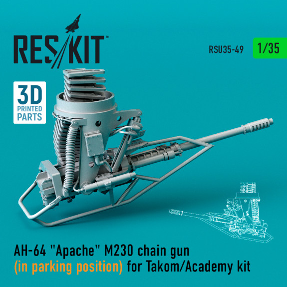 Shop AH-64 "Apache" M230 chain gun (in parking position) for Takom/Academy kit (3D Printed) (1/35) Scale Plastic Models Kits. Accessories and Resin Parts. Reskit online Store