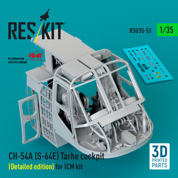 Shop CH-54A (S-64E) Tarhe cockpit (Detailed edition) for ICM kit (3D Printed) (1/35) Scale Plastic Models Kits. Accessories and Resin Parts. Reskit online Store
