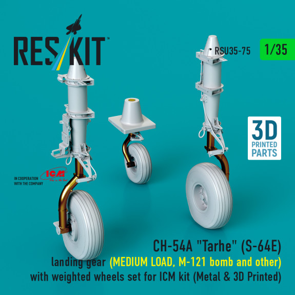 Shop CH-54A "Tarhe" landing gear (MEDIUM LOAD, M-121 bomb and other) with weighted wheels set for ICM kit (Metal & 3D Printed) (1/35) Scale Plastic Models Kits. Accessories and Resin Parts. Reskit online Store