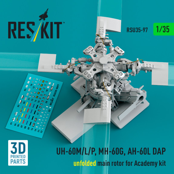 UH-60M/L/P, MH-60G, AH-60L DAP unfolded main rotor for Academy kit (3D Printed) (1/35) Shop UH-60M/L/P, MH-60G, AH-60L DAP unfolded main rotor for Academy kit (3D Printed) (1/35) Scale Plastic Models Kits. Accessories and Resin Parts. Reskit online Store