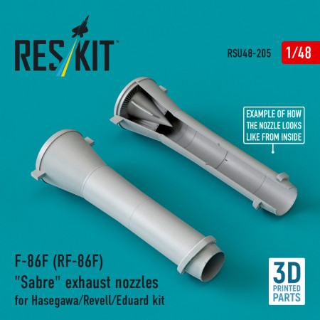 Shop F-86F (RF-86F) "Sabre" exhaust nozzles for Hasegawa/Revell/Eduard kit (3D Printed) (1/48) Scale Plastic Models Kits. Accessories and Resin Parts. Reskit online Store
