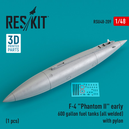 F-4 "Phantom II" early 600 gallon fuel tank (all welded) with pylon (1 pcs) (3D Printed) (1/48) Shop F-4 "Phantom II" early 600 gallon fuel tank (all welded) with pylon (1 pcs) (3D Printed) (1/48) Scale Plastic Models Kits. Accessories and Resin Parts. Reskit online Store