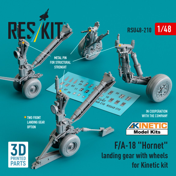 Shop F/A-18 "Hornet" landing gear with wheels for Kinetic kit (3D Printed) (1/48) Scale Plastic Models Kits. Accessories and Resin Parts. Reskit online Store