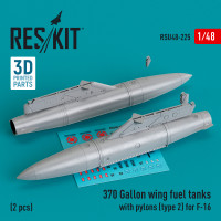 370 Gallon wing fuel tanks with pylons (type 2) for F-16 (2 pcs) (3D Printed) (1/48) Shop 370 Gallon wing fuel tanks with pylons (type 2) for F-16 (2 pcs) (3D Printed) (1/48) Scale Plastic Models Kits. Accessories and Resin Parts. Reskit online Store