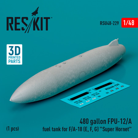 Shop 480 gallon FPU-12/A fuel tank for F/A-18 (E, F, G) "Super Hornet" (1 pcs) (3D Printed) (1/48) Scale Plastic Models Kits. Accessories and Resin Parts. Reskit online Store