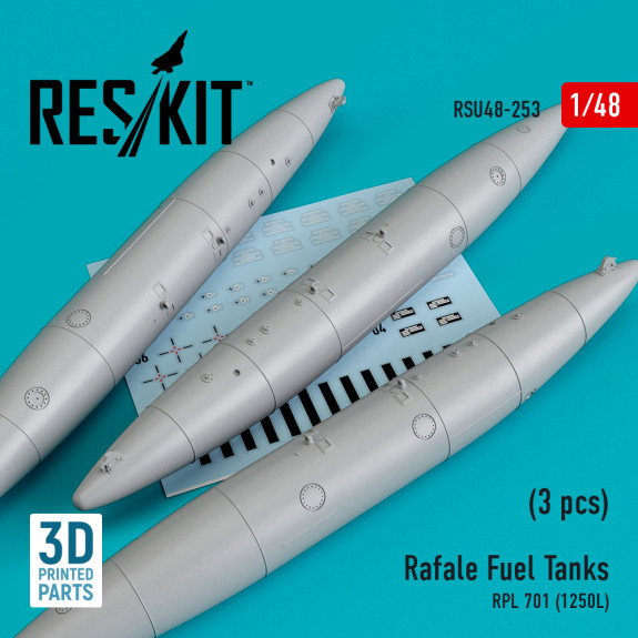 Shop Rafale Fuel Tanks RPL 701 (1250L) (3 pcs) (3D Printed) (1/48) Scale Plastic Models Kits. Accessories and Resin Parts. Reskit online Store