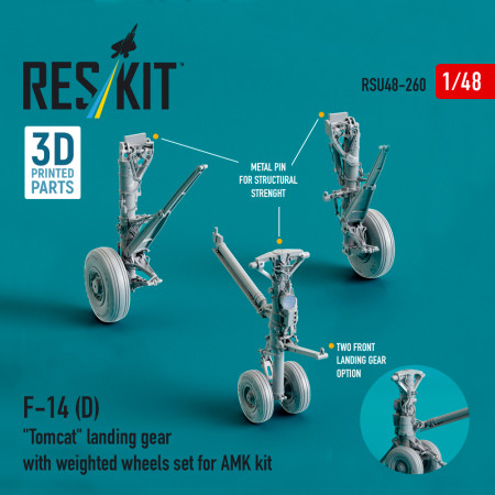 Shop F-14 (D) "Tomcat" landing gear with weighted wheels set for AMK kit (Resin & 3D Printed) (1/48) Scale Plastic Models Kits. Accessories and Resin Parts. Reskit online Store