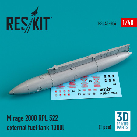Mirage 2000 RPL 522 external fuel tank 1300lt (3D Printed) (1/48) Shop Mirage 2000 RPL 522 external fuel tank 1300lt (3D Printed) (1/48) Scale Plastic Models Kits. Accessories and Resin Parts. Reskit online Store