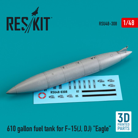Shop 610 gallon fuel tank for F-15(J, DJ) "Eagle" (3D Printed) (1/48) Scale Plastic Models Kits. Accessories and Resin Parts. Reskit online Store
