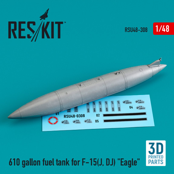 Shop 610 gallon fuel tank for F-15(J, DJ) "Eagle" (3D Printed) (1/48) Scale Plastic Models Kits. Accessories and Resin Parts. Reskit online Store