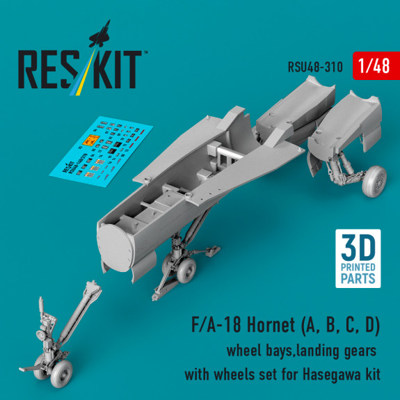 Shop F/A-18 Hornet (A, B, C, D) wheel bays, landing gears with wheels set for Hasegawa kit (3D Printed) (1/48) Scale Plastic Models Kits. Accessories and Resin Parts. Reskit online Store