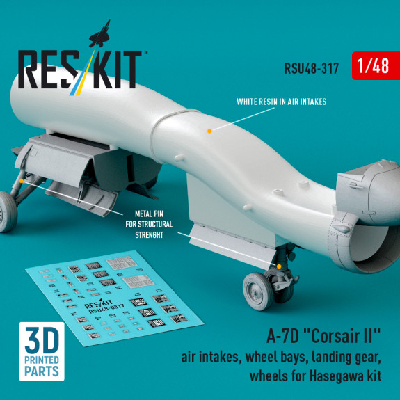 Shop A-7D "Corsair II" air intakes, wheel bays, landing gear, wheels for Hasegawa kit (3D Printed) (1/48) Scale Plastic Models Kits. Accessories and Resin Parts. Reskit online Store