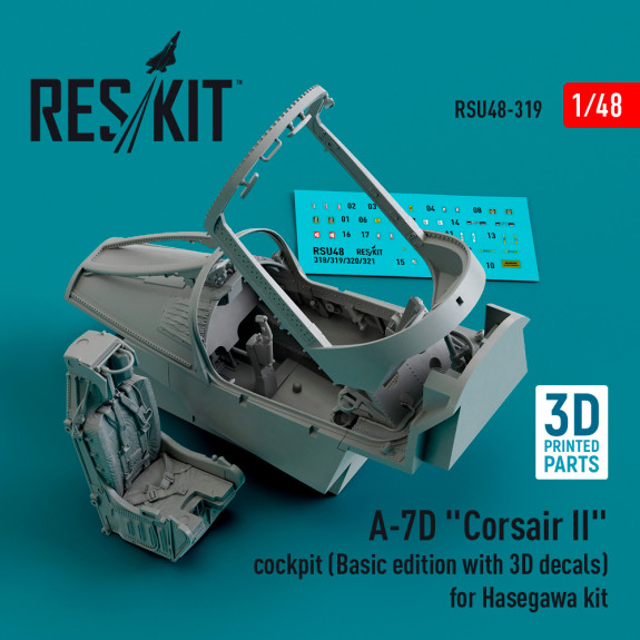 Shop A-7D "Corsair II" cockpit (Basic edition with 3D decals) for Hasegawa kit (3D Printed) (1/48) Scale Plastic Models Kits. Accessories and Resin Parts. Reskit online Store