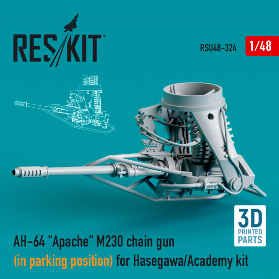 Shop AH-64 "Apache" M230 chain gun (in parking position) for Hasegawa/Academy kit (3D Printed) (1/48) Scale Plastic Models Kits. Accessories and Resin Parts. Reskit online Store