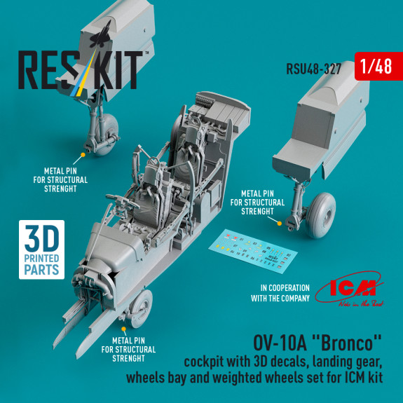 Shop OV-10A "Bronco" cockpit with 3D decals, landing gear, wheels bay and weighted wheels set for ICM kit (3D Printed) (1/48) Scale Plastic Models Kits. Accessories and Resin Parts. Reskit online Store