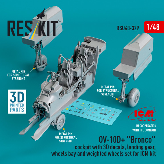 Shop OV-10D+ "Bronco" Cockpit with 3D decals, landing gear, wheels bay and weighted wheels set for ICM kit (3d Printed) (1/48) Scale Plastic Models Kits. Accessories and Resin Parts. Reskit online Store