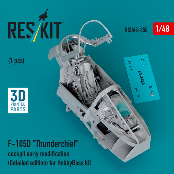 Shop F-105D "Thunderchief" cockpit early modification (Detailed edition) for HobbyBoss kit (3D Printed) (1/48) Scale Plastic Models Kits. Accessories and Resin Parts. Reskit online Store
