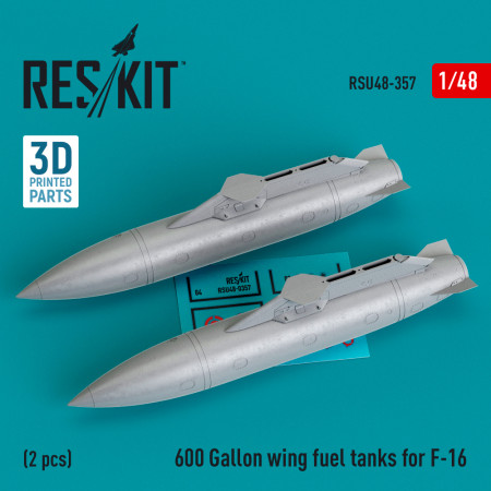 Shop 600 Gallon wing fuel tanks for F-16 & JASDF F-2 (CJ/DJ Block 50/52, 50/52+, Sufa) (2 pcs) (3D Printed) (1/48) Scale Plastic Models Kits. Accessories and Resin Parts. Reskit online Store