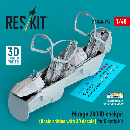 Shop Mirage 2000D cockpit (Basic edition with 3D decals) for Kinetic kit (3D Printed) (1/48) Scale Plastic Models Kits. Accessories and Resin Parts. Reskit online Store