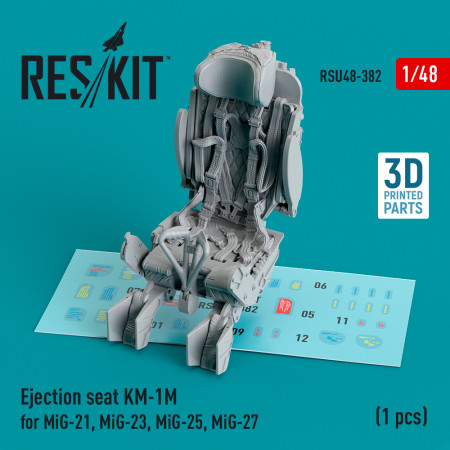Shop Ejection seat KM-1M for MiG-21, MiG-23, MiG-25, MiG-27 (1 pcs) (3D Printed) (1/48) Scale Plastic Models Kits. Accessories and Resin Parts. Reskit online Store
