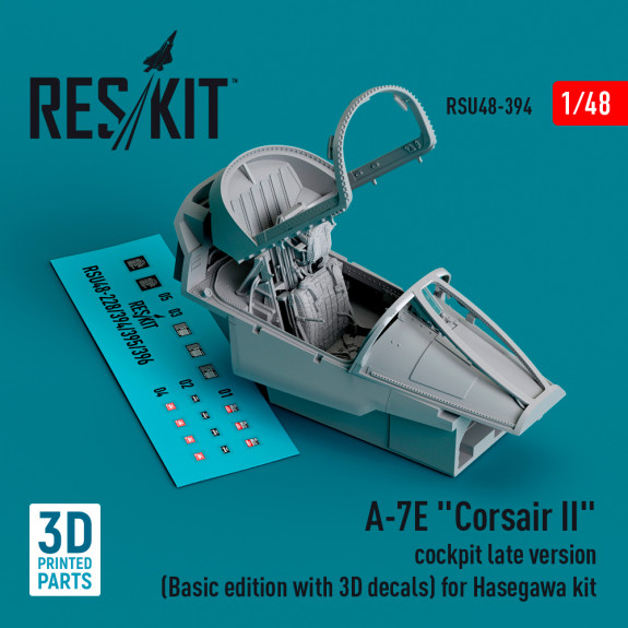 Shop A-7E "Corsair II" cockpit late version (Basic edition with 3D decals) for Hasegawa kit (3D Printed) (1/48) Scale Plastic Models Kits. Accessories and Resin Parts. Reskit online Store