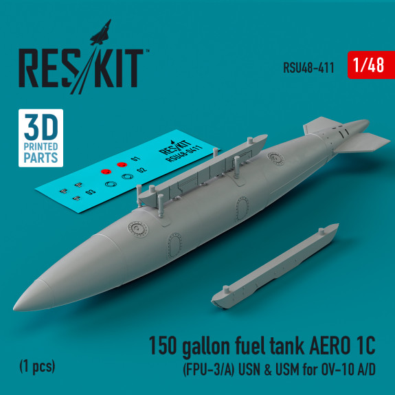Shop 150 gallon fuel tank AERO 1C (FPU-3/A) USN & USM for OV-10 A/D (1 pcs) (3D Printed) (1/48) Scale Plastic Models Kits. Accessories and Resin Parts. Reskit online Store