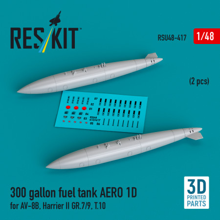Shop 300 gallon fuel tank AERO 1D for AV-8B, Harrier II GR.7/9, T.10 (2 pcs) (3D Printed) (1/48) Scale Plastic Models Kits. Accessories and Resin Parts. Reskit online Store