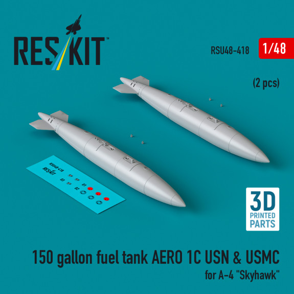 Shop 150 gallon fuel tank AERO 1C USN & USMC (2 pcs) for A-4 "Skyhawk" (3D Printed) (1/48) Scale Plastic Models Kits. Accessories and Resin Parts. Reskit online Store
