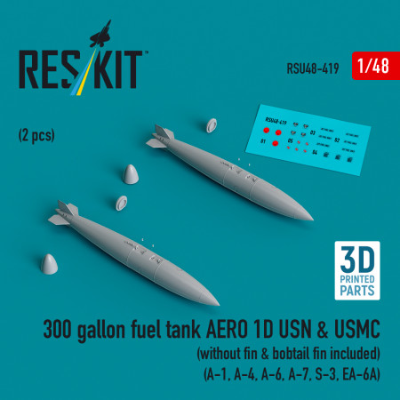 Shop 300 gallon fuel tank AERO 1D USN & USMC (without fin & bobtail fin included) (2 pcs) (3D Printed) (1/48) Scale Plastic Models Kits. Accessories and Resin Parts. Reskit online Store