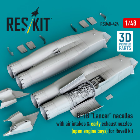Shop B-1B "Lancer" nacelles with air intakes & early exhaust nozzles (open engine bay) for Revell kit (3D Printed) (1/48) Scale Plastic Models Kits. Accessories and Resin Parts. Reskit online Store