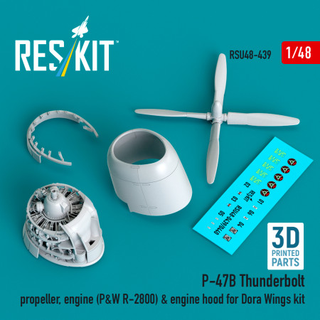 Купити P-47B Thunderbolt пропелер, двигун (P&W R-2800) та капот для набору Dora Wings (3Д-друк) (1/48) Збірні пластикові моделі. Аксесуари та смоляні запчастини деталі. Інтернет магазин Reskit