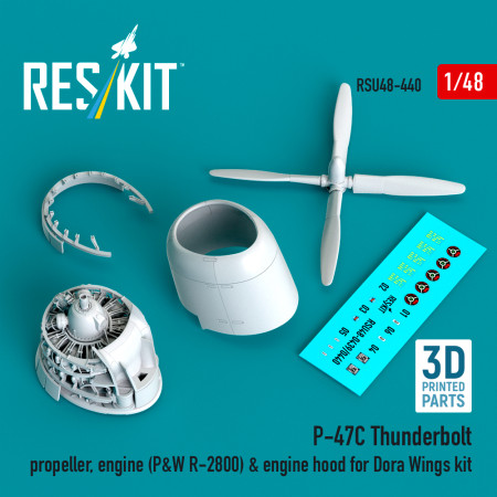 P-47C Thunderbolt propeller, engine (P&W R-2800) & engine hood for Dora Wings kit (3D Printed) (1/48) Shop P-47C Thunderbolt propeller, engine (P&W R-2800) & engine hood for Dora Wings kit (3D Printed) (1/48) Scale Plastic Models Kits. Accessories and Resin Parts. Reskit online Store