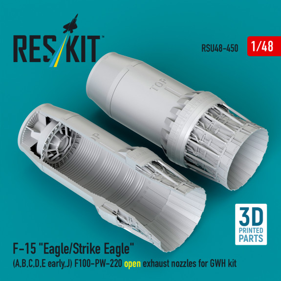Shop F-15 "Eagle/Strike Eagle" (A,B,C,D,E early,J) F100-PW-220  open exhaust nozzles for GWH kit (3D Printed) (1/48) Scale Plastic Models Kits. Accessories and Resin Parts. Reskit online Store