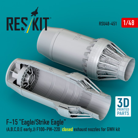 Shop F-15 "Eagle/Strike Eagle" (A,B,C,D,E early,J) F100-PW-220  closed exhaust nozzles for GWH kit (3D Printed) (1/48) Scale Plastic Models Kits. Accessories and Resin Parts. Reskit online Store