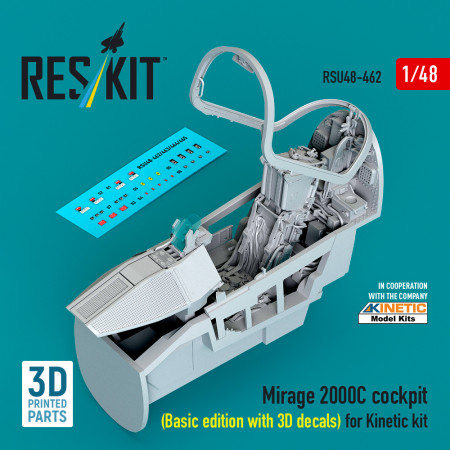 Shop Mirage 2000C cockpit (Basic edition with 3D decals) for Kinetic kit (3D Printed) (1/48) Scale Plastic Models Kits. Accessories and Resin Parts. Reskit online Store