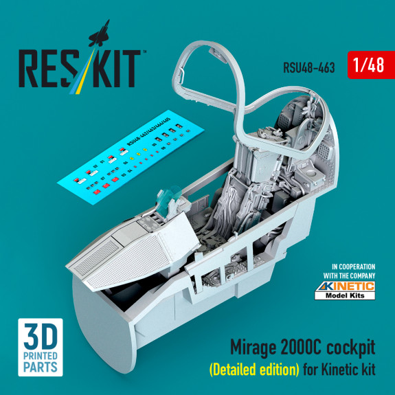 Shop Mirage 2000C cockpit (Detailed edition) for Kinetic kit (3D Printed) (1/48) Scale Plastic Models Kits. Accessories and Resin Parts. Reskit online Store