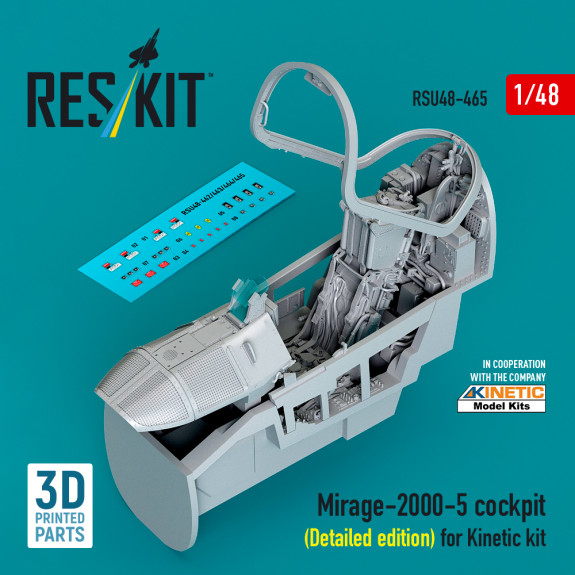 Shop Mirage-2000-5 cockpit (Detailed edition) for Kinetic kit (3D Printed) (1/48) Scale Plastic Models Kits. Accessories and Resin Parts. Reskit online Store