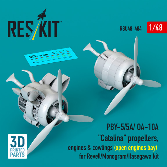 Shop PBY-5/5A/ OA-10A "Catalina" propellers, engines & cowlings (open engines bay) for Revell/Monogram/Hasegawa kit (3D Printed) (1/48) Scale Plastic Models Kits. Accessories and Resin Parts. Reskit online Store