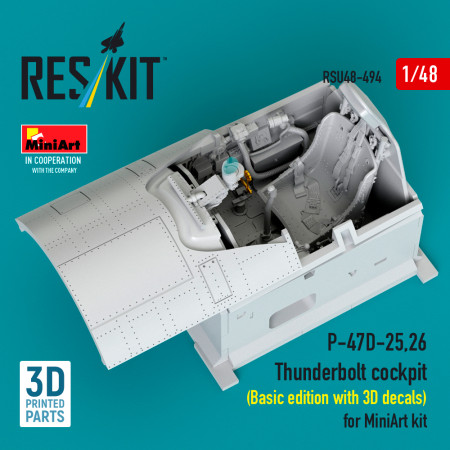 Shop P-47D-25,26 Thunderbolt cockpit (Basic edition with 3D decals) for MiniArt kit (3D Printed) (1/48) Scale Plastic Models Kits. Accessories and Resin Parts. Reskit online Store