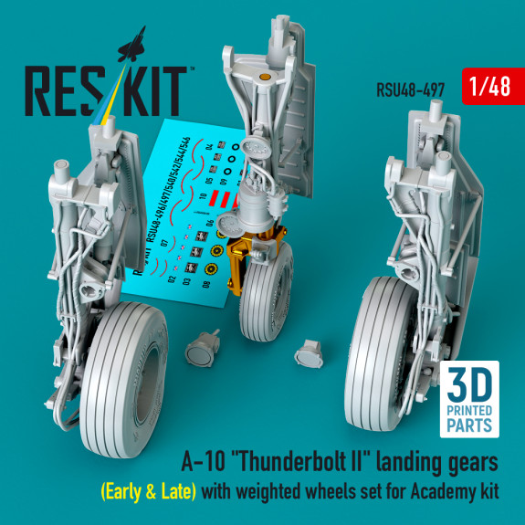 Shop A-10 "Thunderbolt II" landing gears (Early & Late) with weighted wheels set for Academy kit (Metal+3D Printed) (1/48) Scale Plastic Models Kits. Accessories and Resin Parts. Reskit online Store