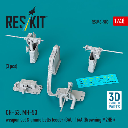 Shop CH-53, MH-53 weapon set & ammo belts feeder (GAU-16/A (Browning M2HB)) (3 pcs) (3D Printed) (1/48) Scale Plastic Models Kits. Accessories and Resin Parts. Reskit online Store