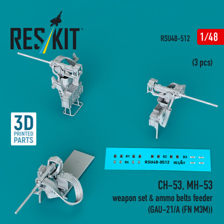 Shop CH-53, MH-53 weapon set & ammo belts feeder (GAU-21/A (FN M3M)) (3 pcs) (3D Printed) (1/48) Scale Plastic Models Kits. Accessories and Resin Parts. Reskit online Store