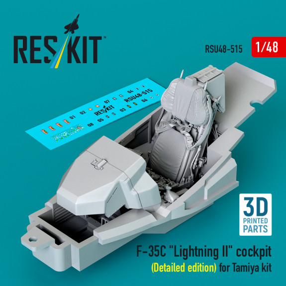 Shop F-35C "Lightning II" cockpit (Detailed edition) for Tamiya kit (3D Printed) (1/48) Scale Plastic Models Kits. Accessories and Resin Parts. Reskit online Store