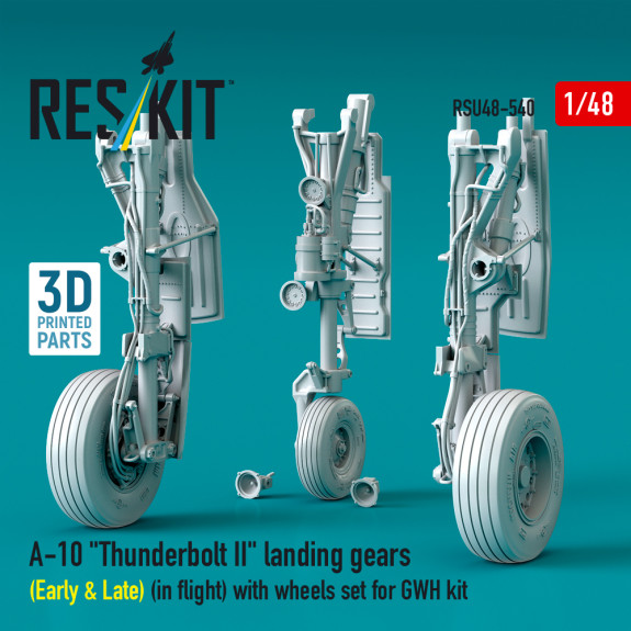 Shop A-10 "Thunderbolt II" landing gears (Early & Late) (in flight) with wheels set for GWH kit (3D Printed) (1/48) Scale Plastic Models Kits. Accessories and Resin Parts. Reskit online Store