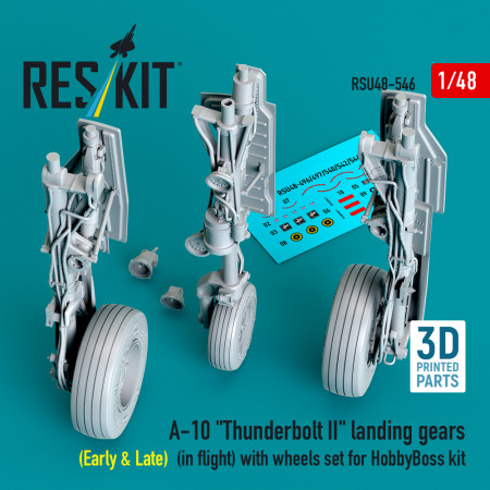 Shop A-10 "Thunderbolt II" landing gears (Early & Late) (in flight) with wheels set for HobbyBoss kit (3D Printed) (1/48) Scale Plastic Models Kits. Accessories and Resin Parts. Reskit online Store
